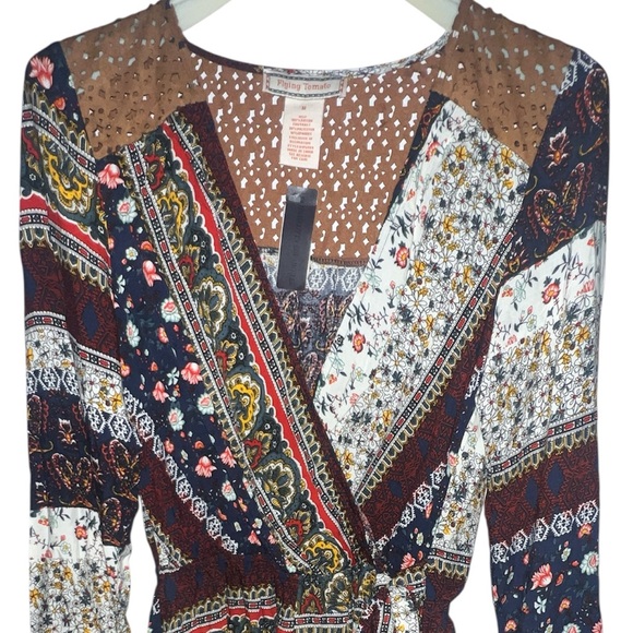 Flying Tomato Tops - Flying Tomato Multicolor Patchwork Blouse
